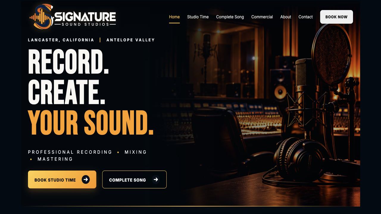 Signature Sound Studios recording studio website preview