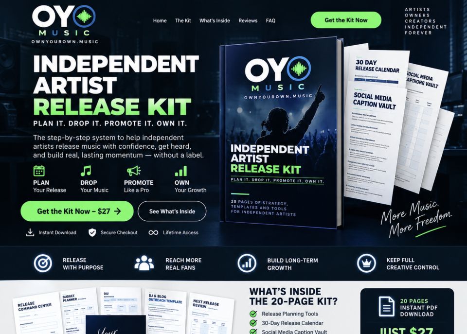 Actual desktop screenshot of OwnYourOwn.music's live website